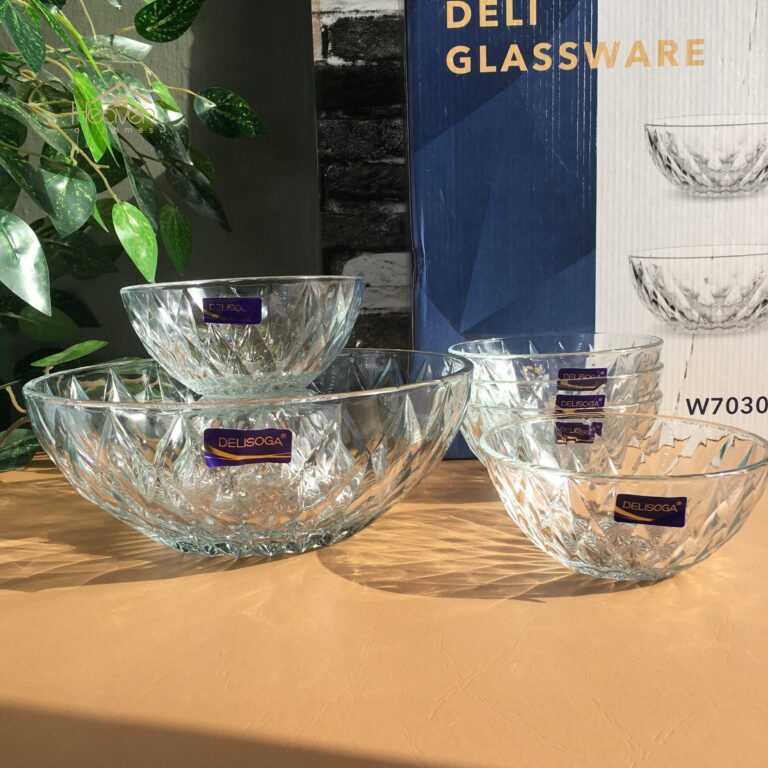 Delisoga Clear Glass Ice Cream & Fruit Serving Set 7 Piece