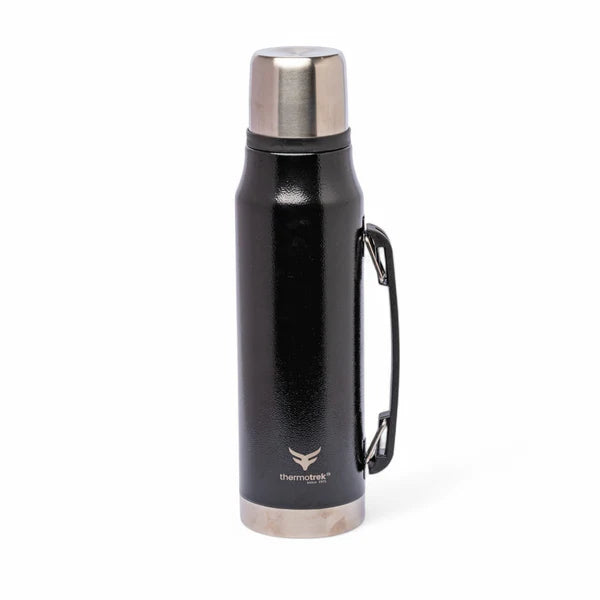 Stainless Steel Insulated Thermos with Handle - 33.8 oz (1000ml), Black