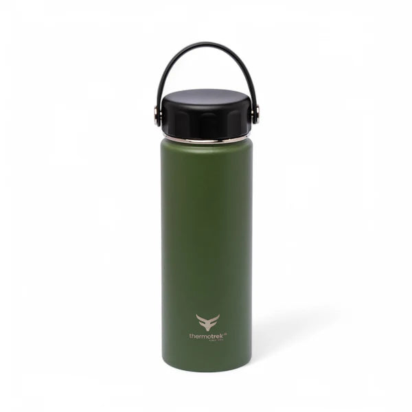 Stainless Steel Insulated Water Bottle with Screw-On Cap - 20 oz (590ml), Military Green