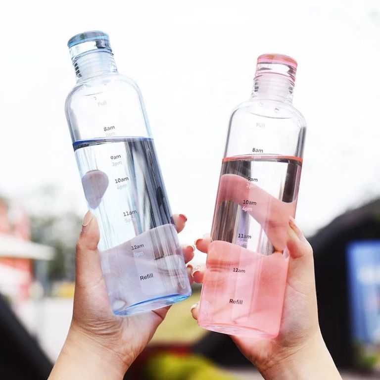 Glass Water Bottle With Time Scale Print 550ml