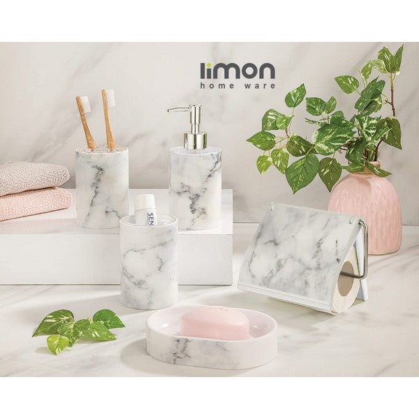 Limon Plastic Bathroom Set Of 5 – Marble