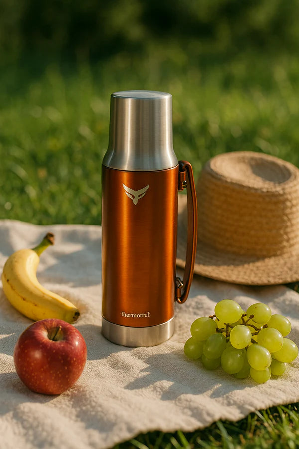 Stainless Steel Insulated Thermos with Handle - 33.8 oz (1000ml), Green