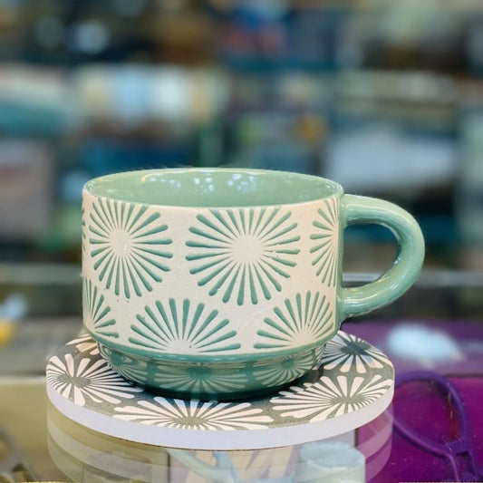 Crafted Ceramic Cup with Coaster Set of 6
