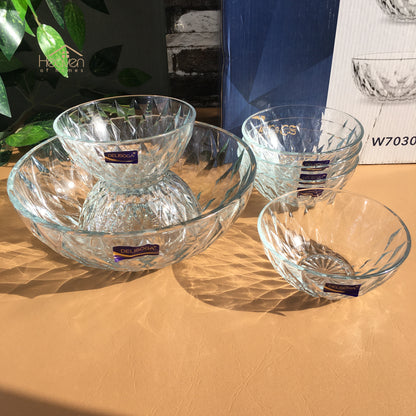 Delisoga Clear Glass Ice Cream & Fruit Serving Set 7 Piece