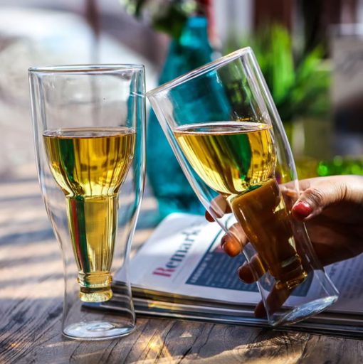 SPK Luxurious Double Wall Beer Bottle Upside Down Glass 1Pc-350ML