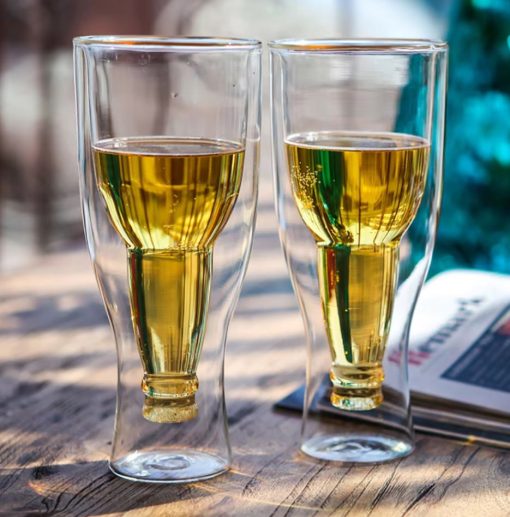 SPK Luxurious Double Wall Beer Bottle Upside Down Glass 1Pc-350ML