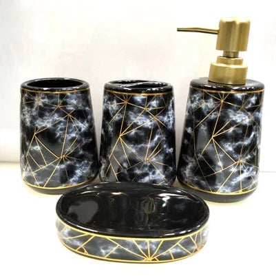 Bathroom Set Geometric Design Set of 4 Pcs