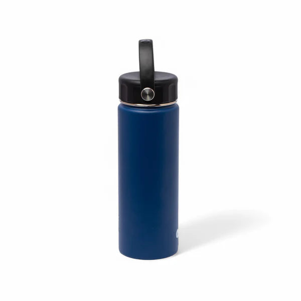 Stainless Steel Insulated Water Bottle with Screw-On Cap - 20 oz (590ml), Navy Blue