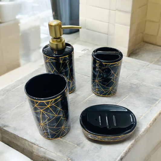 Bathroom Set Round Geometric Design Set of 4 Pcs