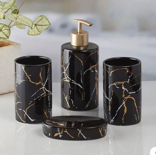 Marble Design Bath Accessories Set of 4
