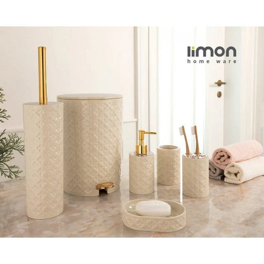 Limon Plastic Bathroom Set Of 6 – Vanilla